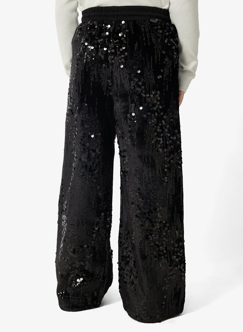 جس بنطال واسع الأرجل للأطفال مزين بترتر - Image 3